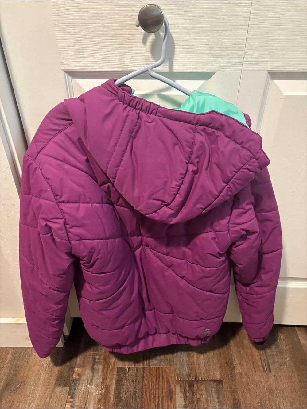 Billabong Girls Purple Puffer Jacket with Teal Lining